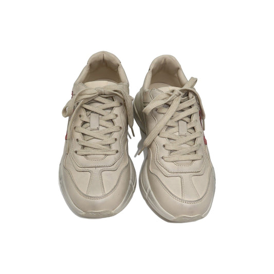 Gucci Rhyton Ivory Leather Mouth Print Lace-Up Low-Top Sneakers