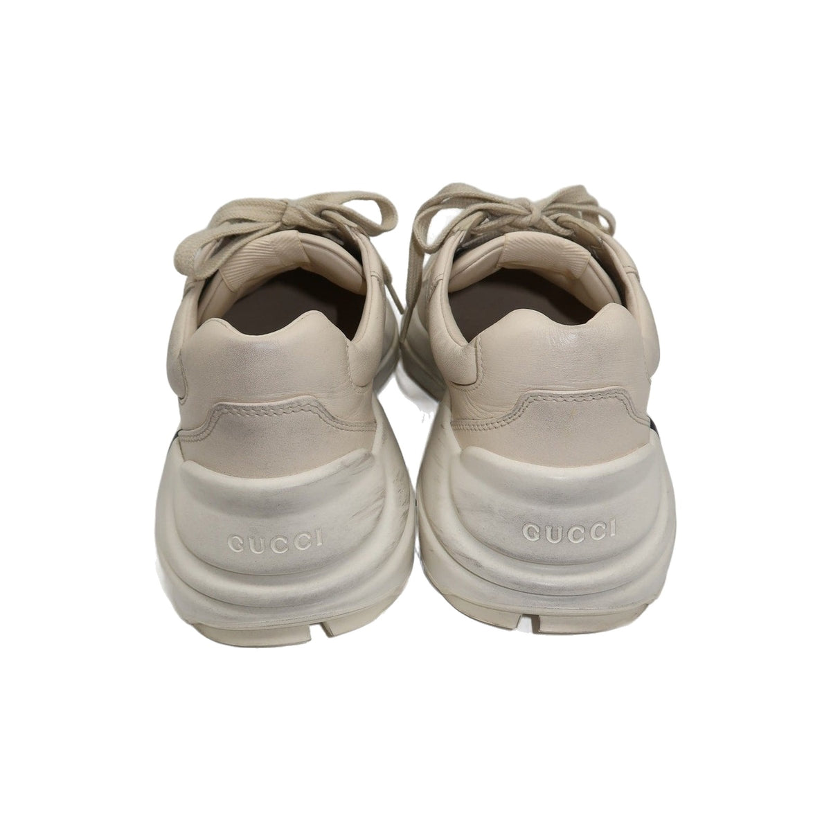 Gucci Rhyton Ivory Leather Mouth Print Lace-Up Low-Top Sneakers