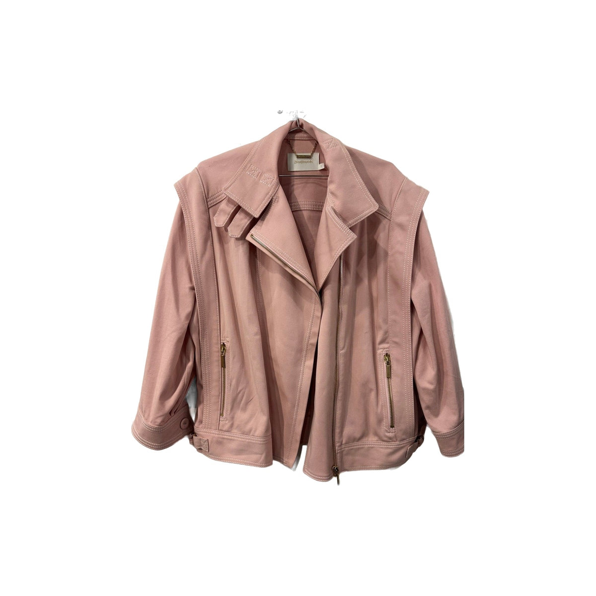Zimmermann Pink Cotton-Blend Twill Wavelength Oversized Jacket Size 1