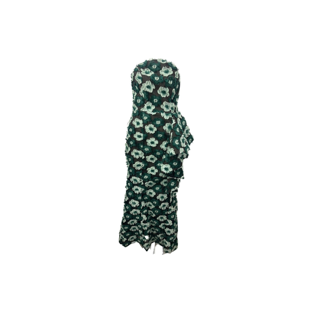 Elliatt Green Flora Print Strapless Georgina Hi-Slit Maxi Dress
