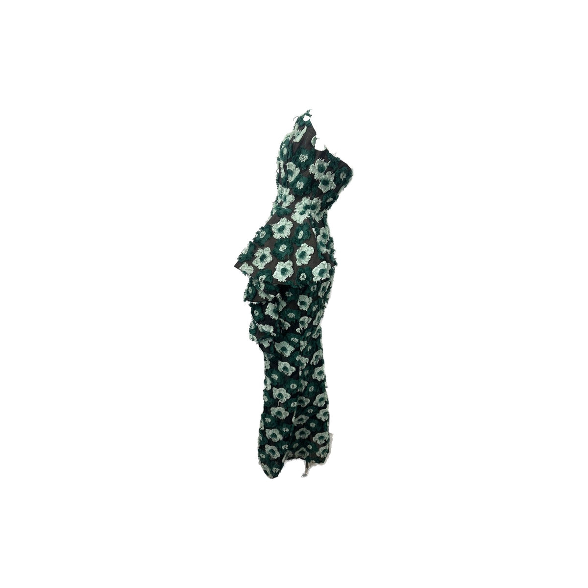 Elliatt Green Flora Print Strapless Georgina Hi-Slit Maxi Dress