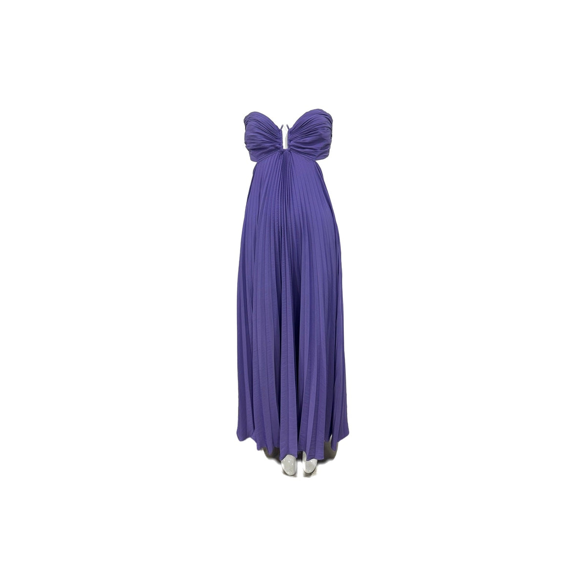 A.L.C. Satin Cut-Out Pleated Moira Maxi A-Line Dress Bellflower