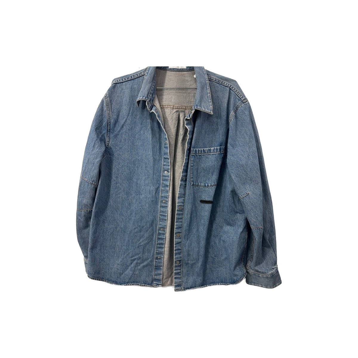 Helmut Lang Collared Shirt Blue Logo Long Sleeve Cotton Denim