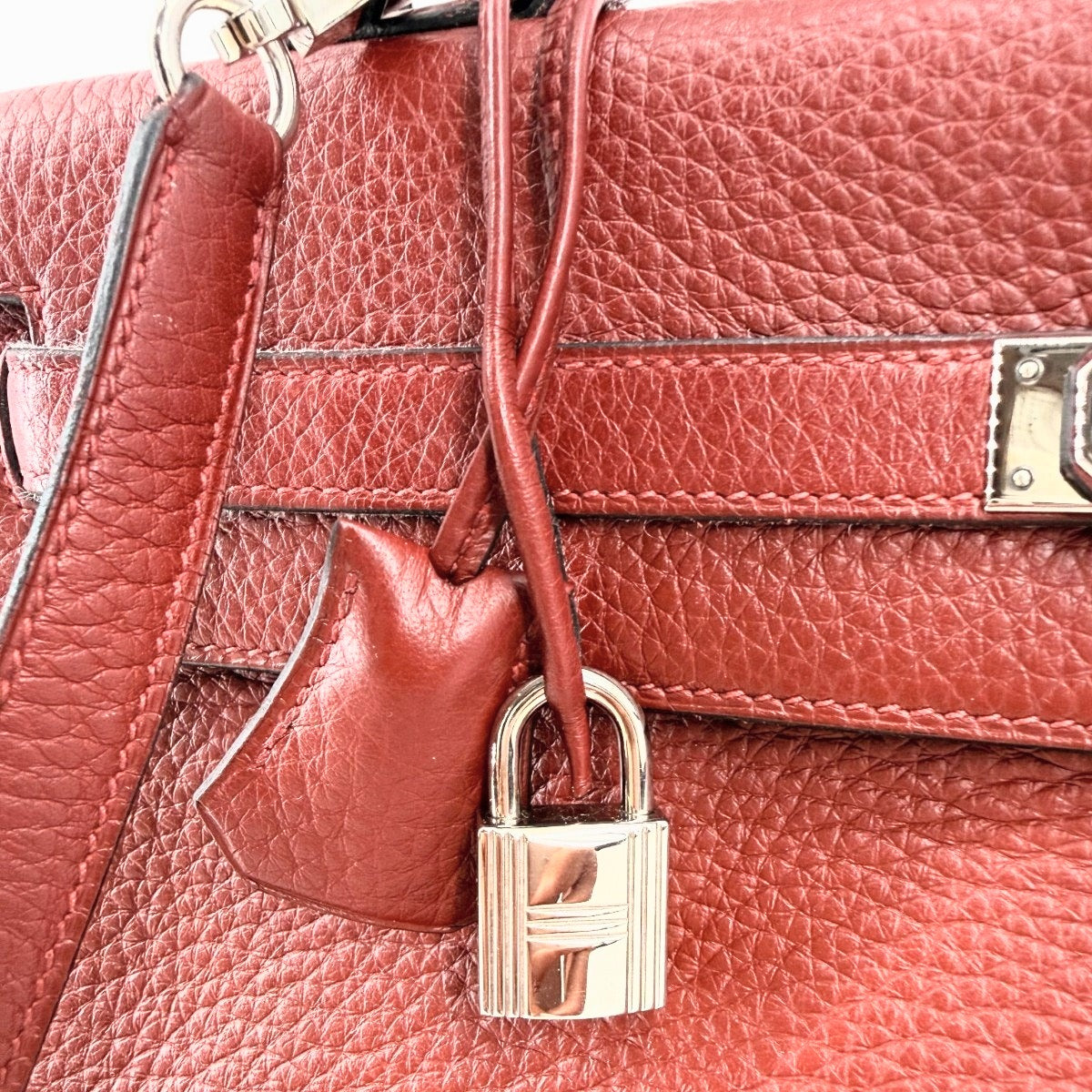 Hermes Kelly Retourne 35 Rouge H Leather Palladium Shoulder Bag