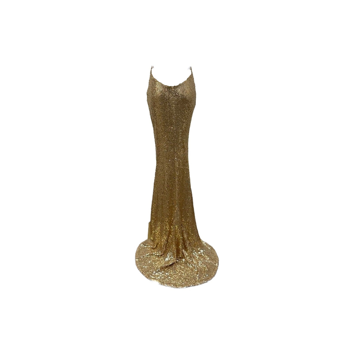 Alamour Yassmine Gold Sequin Backless V-Neck Mermaid Maxi Dress