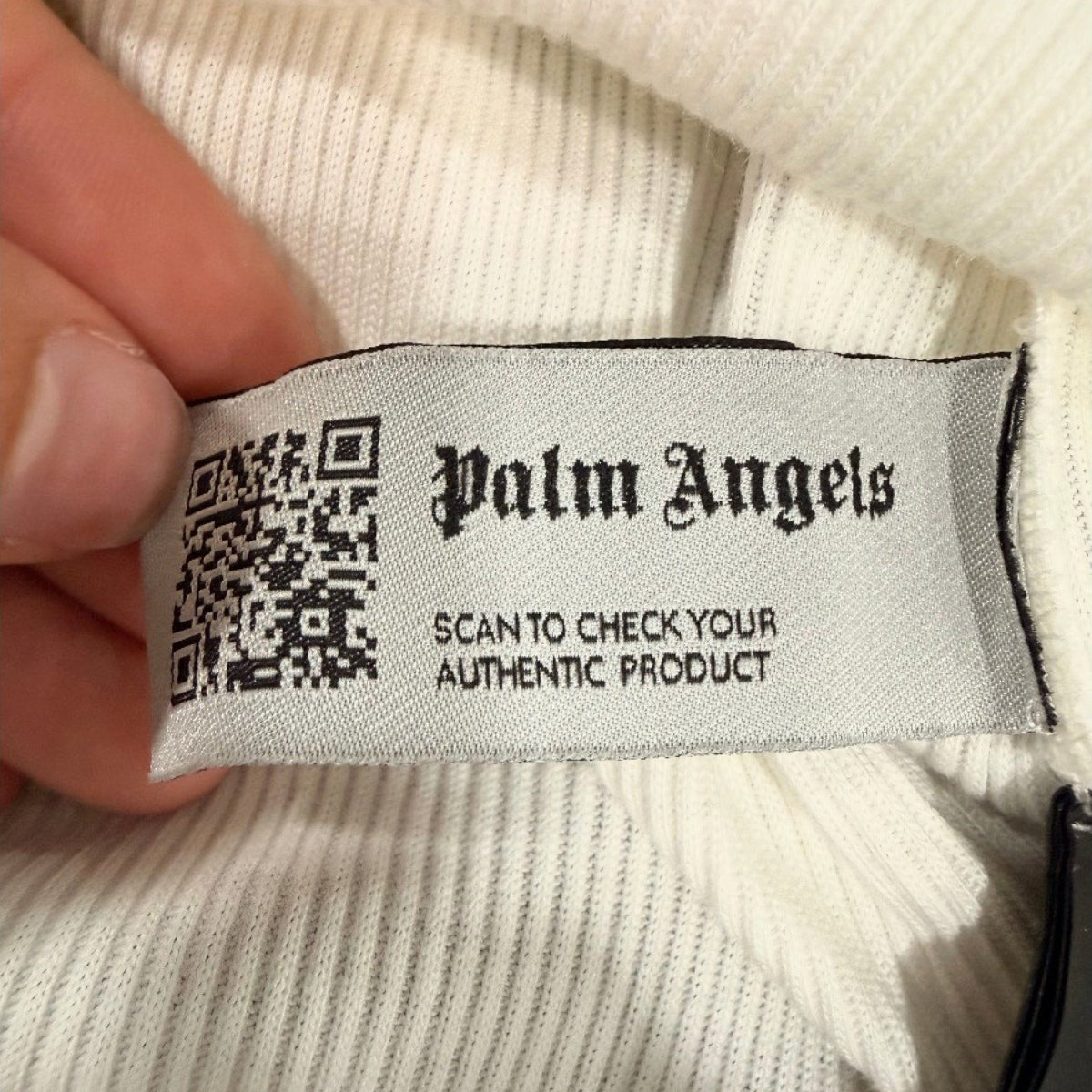 Palm Angels Cotton Ribbed Logo Scoop Neck Tank Top Cream Women's Size XXS
