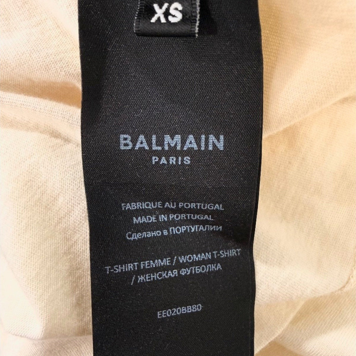 Balmain Cotton Cropped Crew Neck Logo Graphic T Shirt