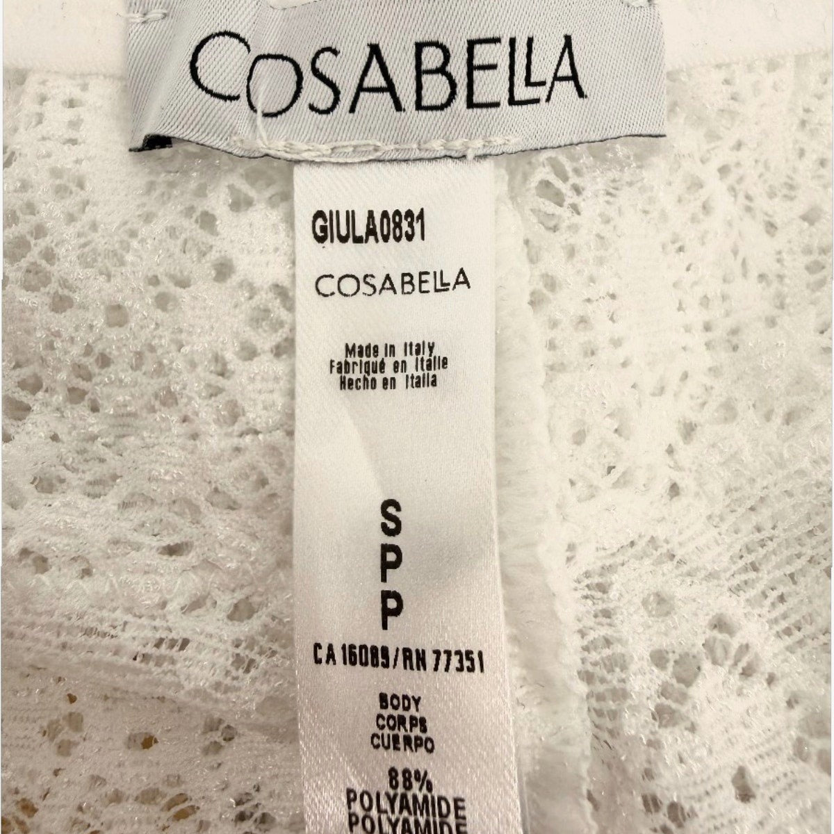 Cosabella Giulia Lace Stretch Mid Rise Boxer White Geometric Women's Size Small