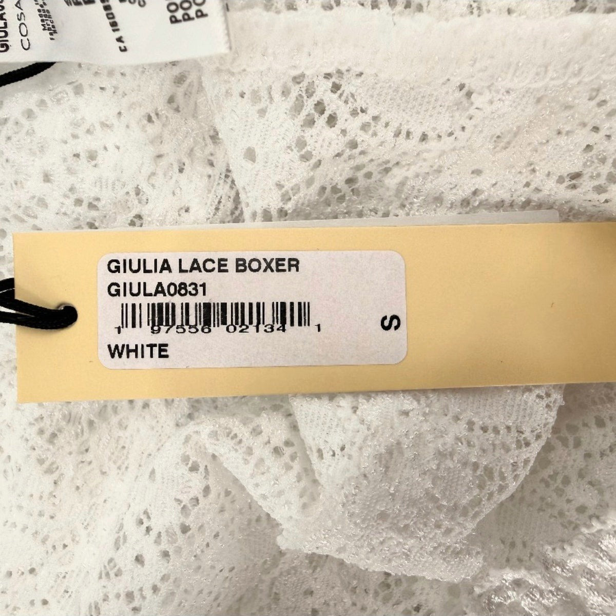 Cosabella Giulia Lace Stretch Mid Rise Boxer White Geometric Women's Size Small