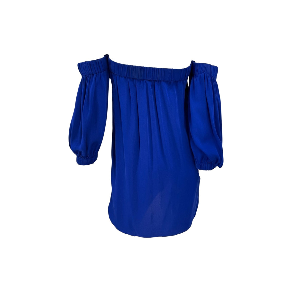 Milly Royal Blue Off-the-Shoulder Silk Mini Dress Blouson Sleeves Women's Size P