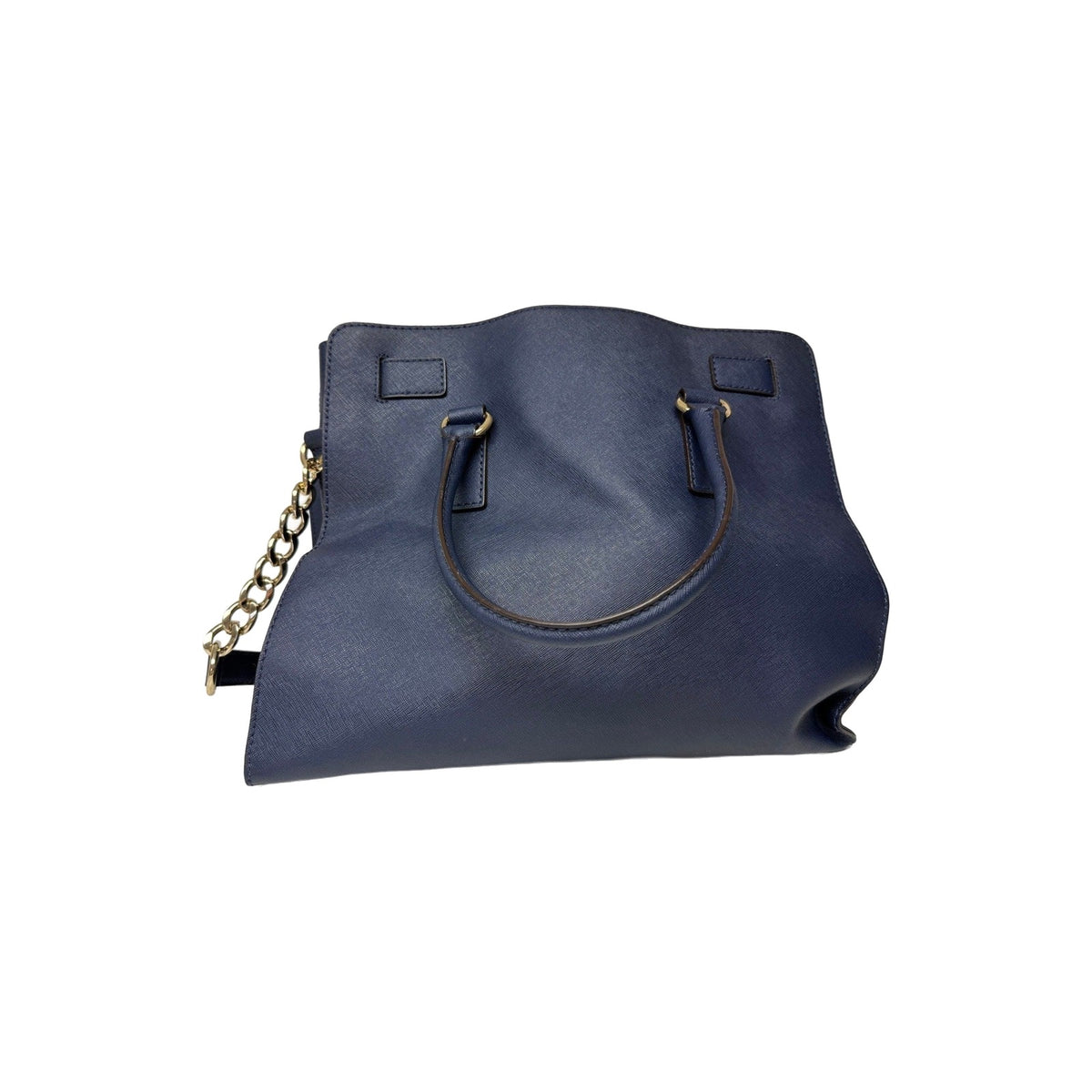 Michael Kors Hamilton Large Navy Saffiano Leather Gold Tote Bag Women's OS