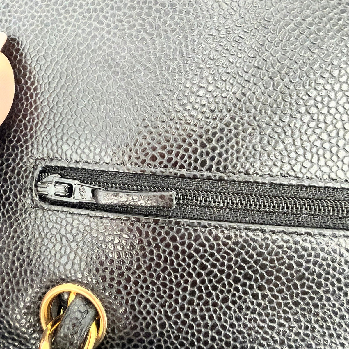 Chanel Classic Double Flap Jumbo Caviar Leather Black Gold Hardware Shoulder Bag
