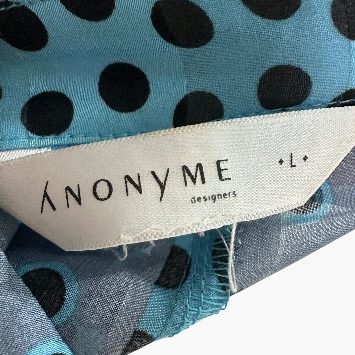 Ynonyme Long Sleeves V-Neck Ruffle Polka Dot Midi Dress Turquoise Women's Size 8