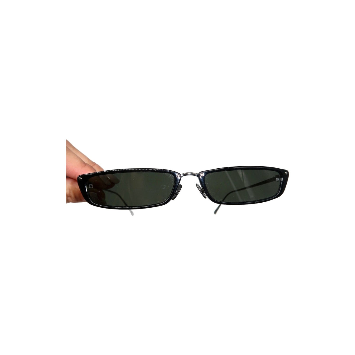 Linda Farrow 838 C2 Skinny Rectangle Sunglasses Black Women's 56.5-17.5-140