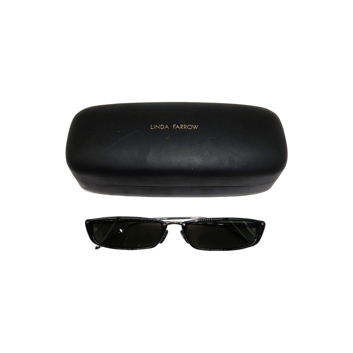 Linda Farrow 838 C2 Skinny Rectangle Sunglasses Black Women's 56.5-17.5-140