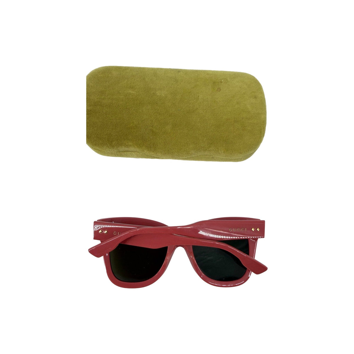 Gucci GG1082S 004 Dark Rose Acetate Cat Eye Sunglasses Green Women's 52-21-145