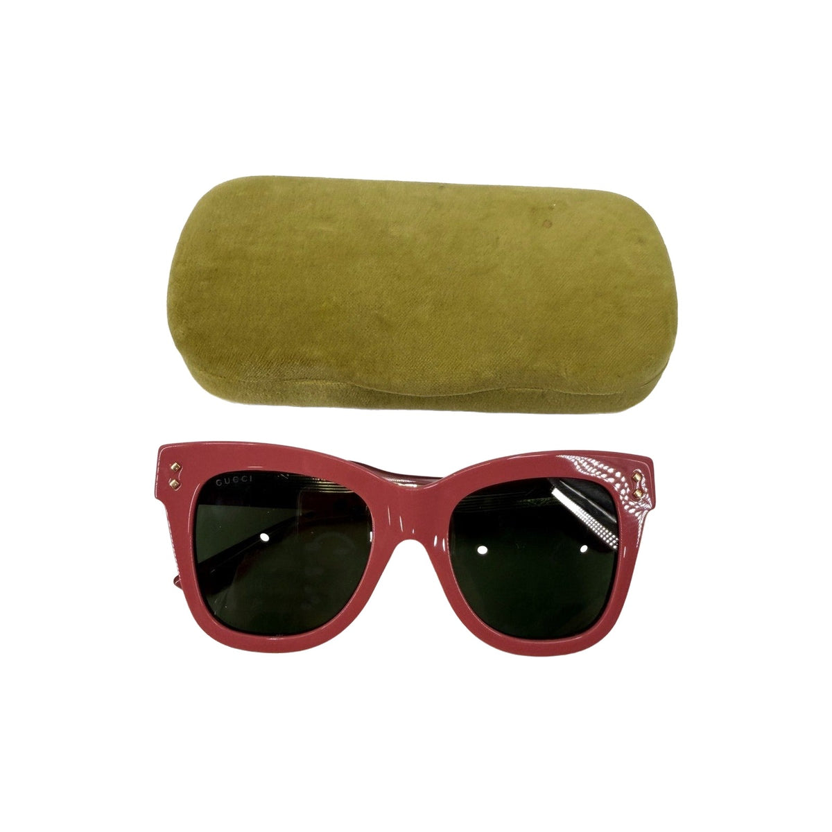 Gucci GG1082S 004 Dark Rose Acetate Cat Eye Sunglasses Green Women's 52-21-145