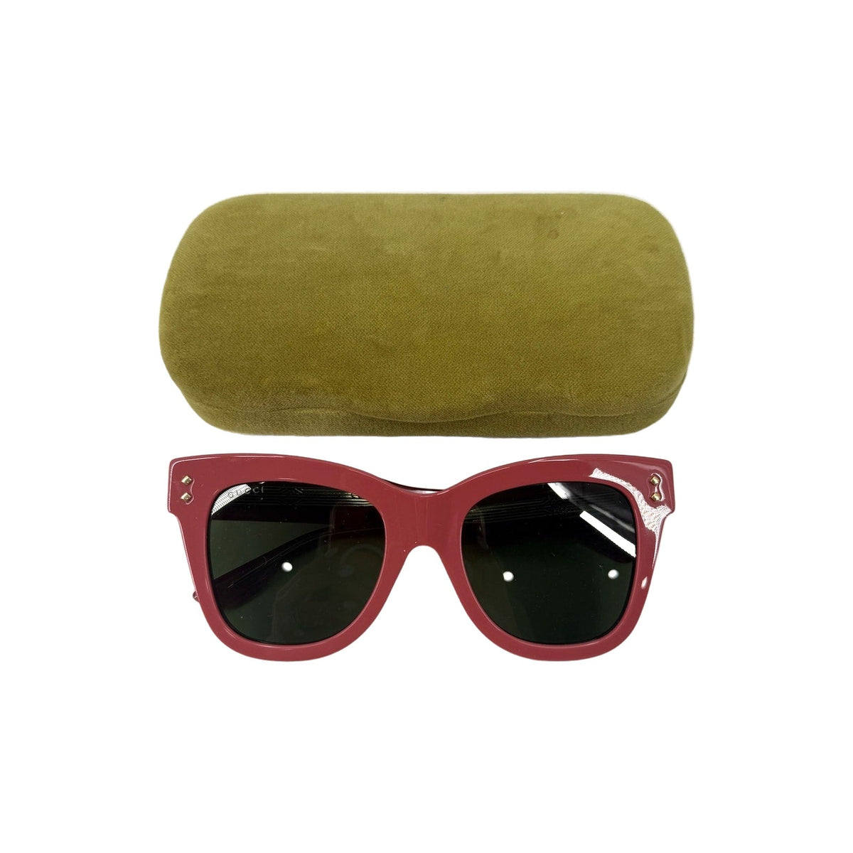 Gucci GG1082S 004 Dark Rose Acetate Cat Eye Sunglasses Green Women's 52-21-145