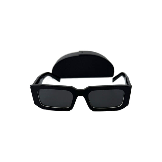 Prada Symbole SPR 06Y Black White Rectangle Sunglasses Dark Gray Women's 53-21