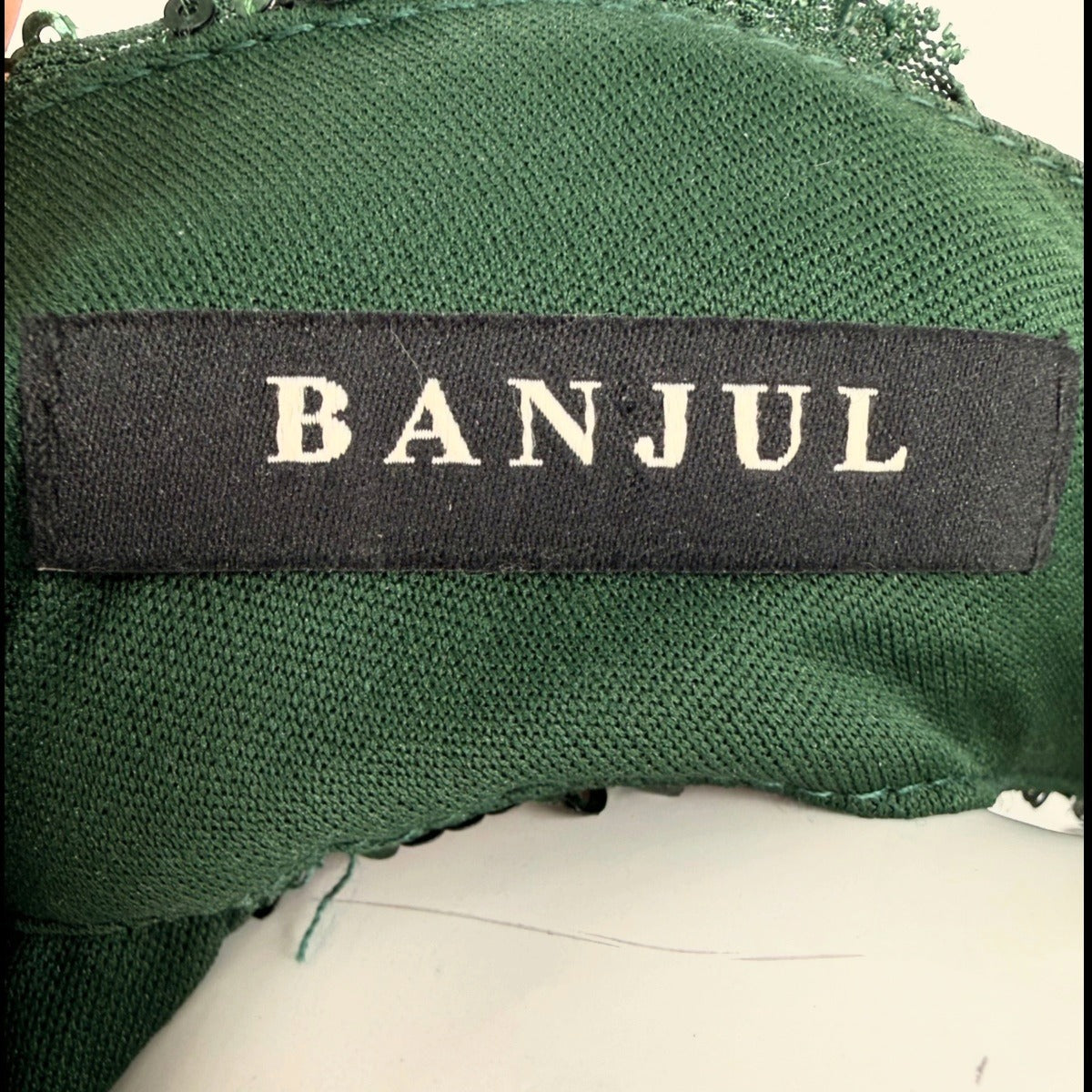 Banjul Sequin Naked Lace Racer Neck Sleeveless Maxi Dress Green Women's Size S