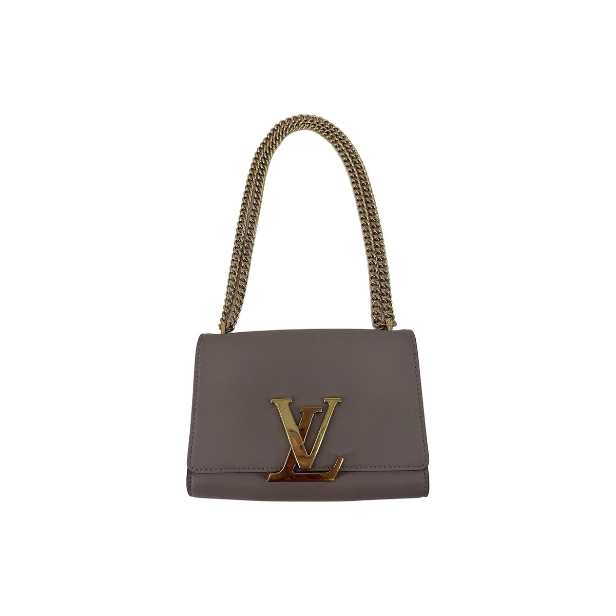 Louis Vuitton Chain Louise MM Taupe Calfskin Gold LV Flap Chain Shoulder Bag