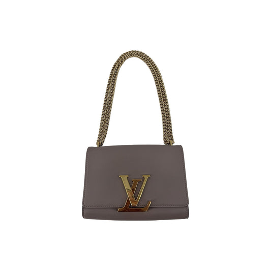 Louis Vuitton Chain Louise MM Taupe Calfskin Gold LV Flap Chain Shoulder Bag
