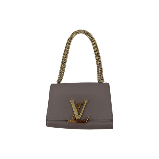 Louis Vuitton Chain Louise MM Taupe Calfskin Gold LV Flap Chain Shoulder Bag
