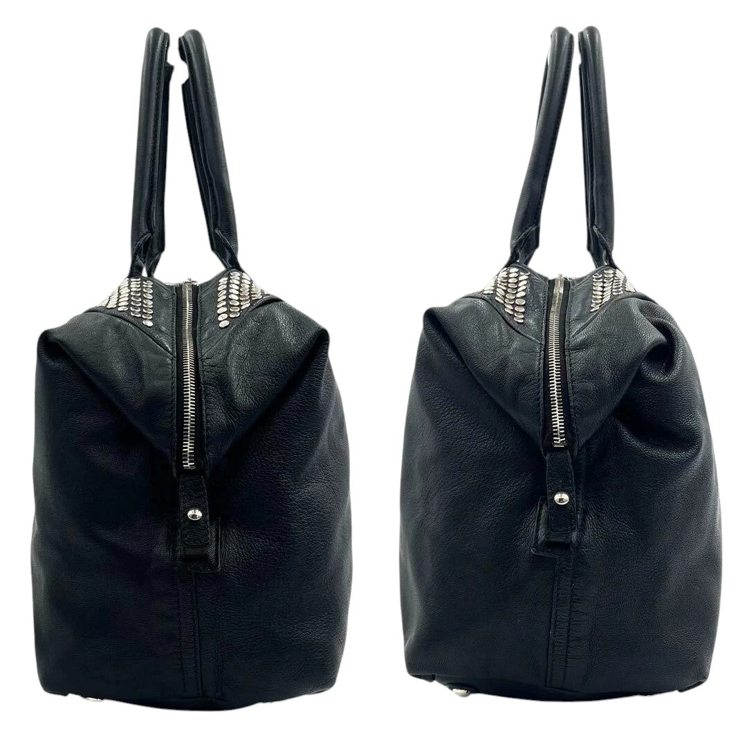 YSL Yves Saint Laurent Chevre Leather Rock Stud Large Easy Y Shoulder Bag Black