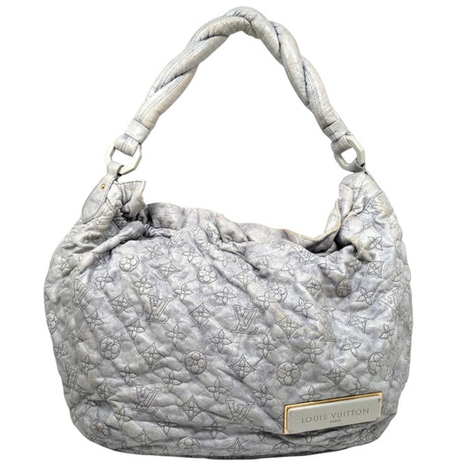 Louis Vuitton Olympe Hobo Shoulder Bag Grey Lambskin Leather Monogram